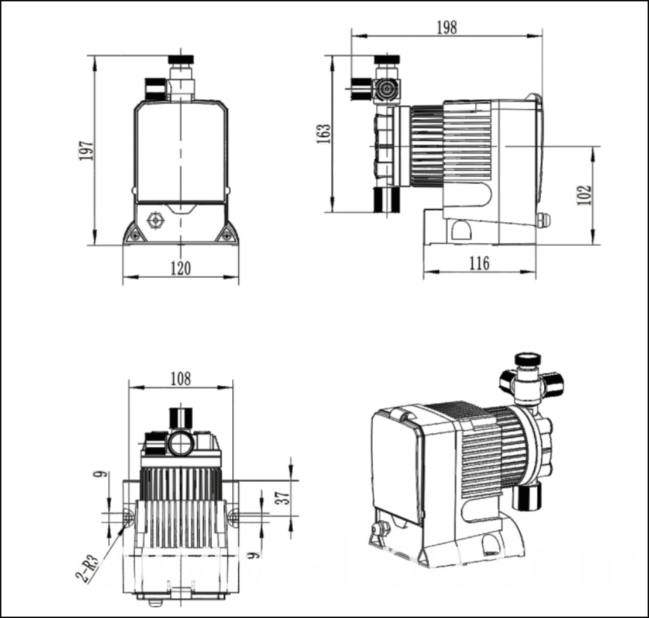 Precision Controls PF Series Dosing Metering Pump - 20 GPD, 220 PSI (HIGH PRESSURE)
